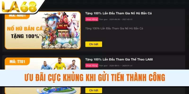 Ưu đãi cực khủng khi gửi tiền thành công